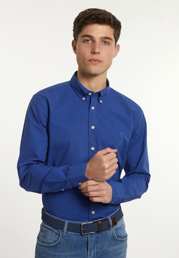 River Woods Custom Fit Popeline Hemd Yale Blue