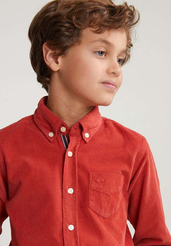 River Woods Custom Fit Ribfluwelen Hemd Blush