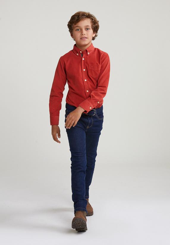 River Woods Custom Fit Ribfluwelen Hemd Blush