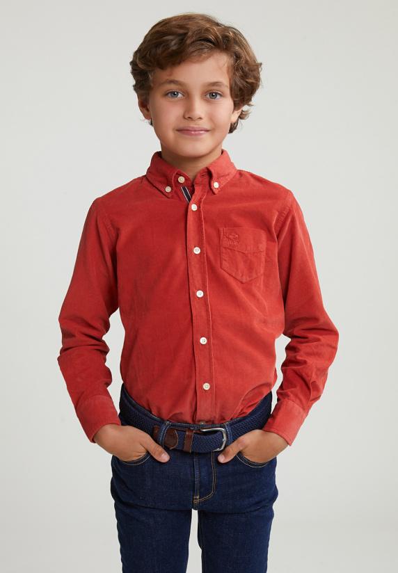 river woods Custom fit ribfluwelen hemd blush