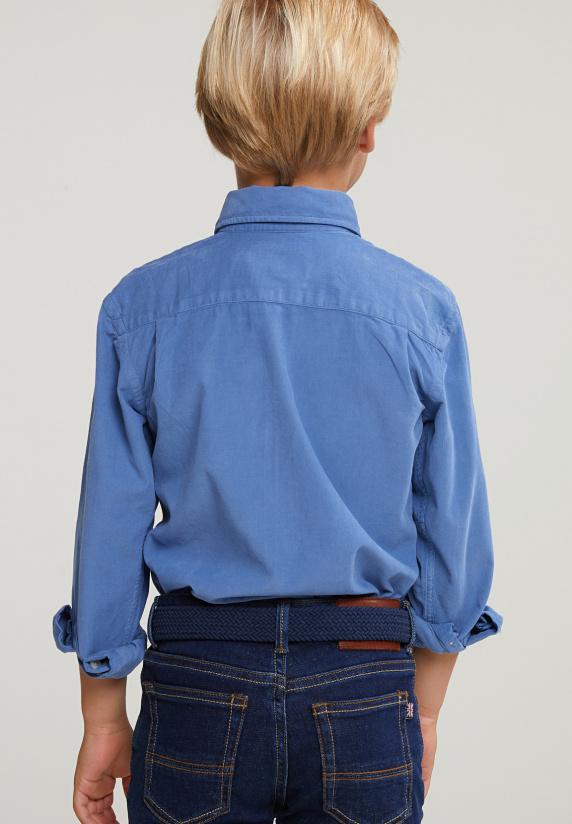 River Woods Custom Fit Ribfluwelen Hemd Denim