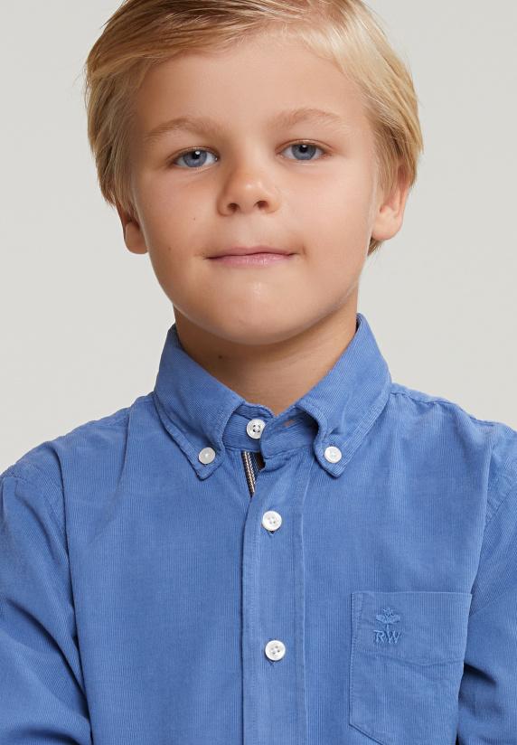 River Woods Custom Fit Ribfluwelen Hemd Denim