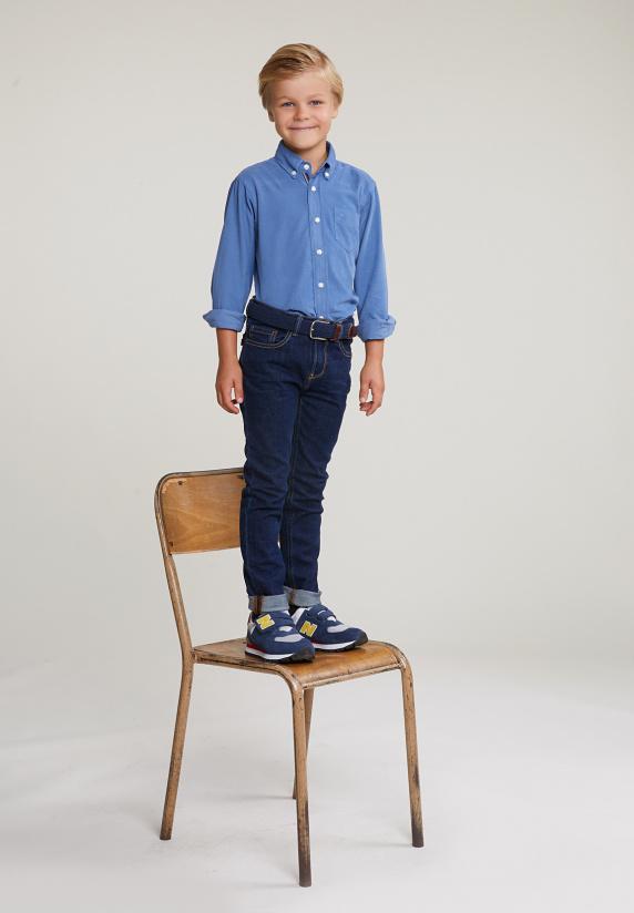 River Woods Custom Fit Ribfluwelen Hemd Denim