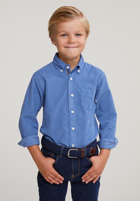 river woods Custom fit ribfluwelen hemd denim