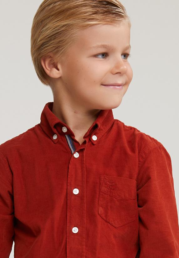 River Woods Custom Fit Ribfluwelen Hemd Sunset