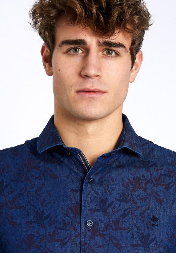 River Woods Custom Fit Rivierahemd In Blauw