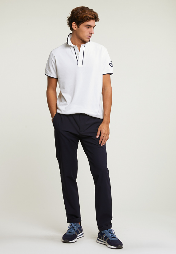 River Woods Custom Fit Sportieve Stretch Polo écru