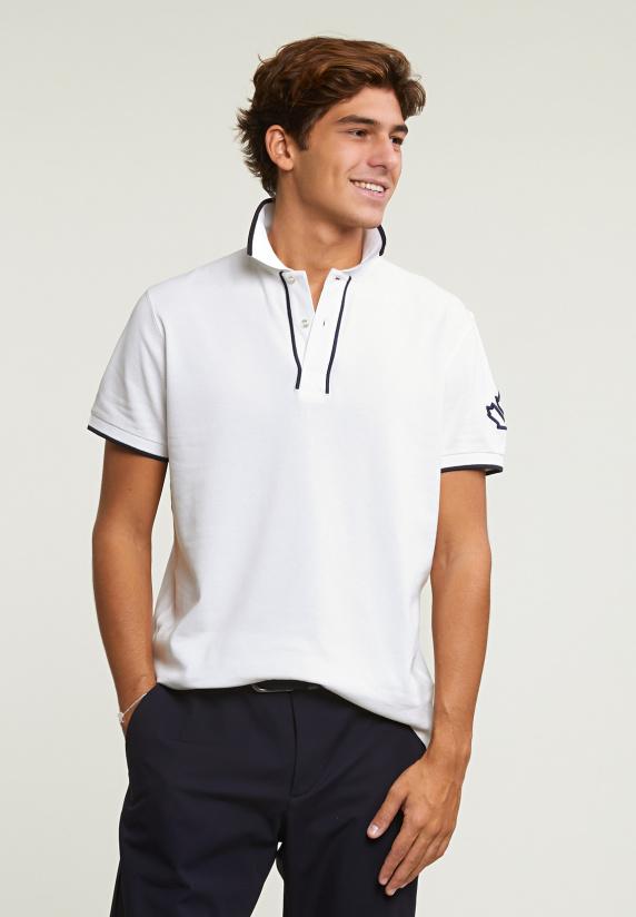 river woods Custom fit sportieve stretch polo écru