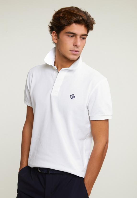 river woods Custom fit sportieve stretch polo écru