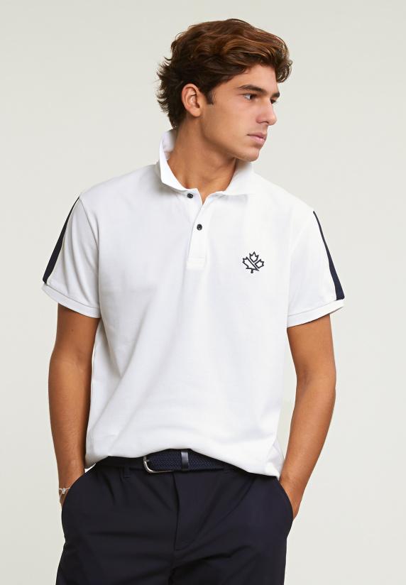 river woods Custom fit sportieve stretch polo écru