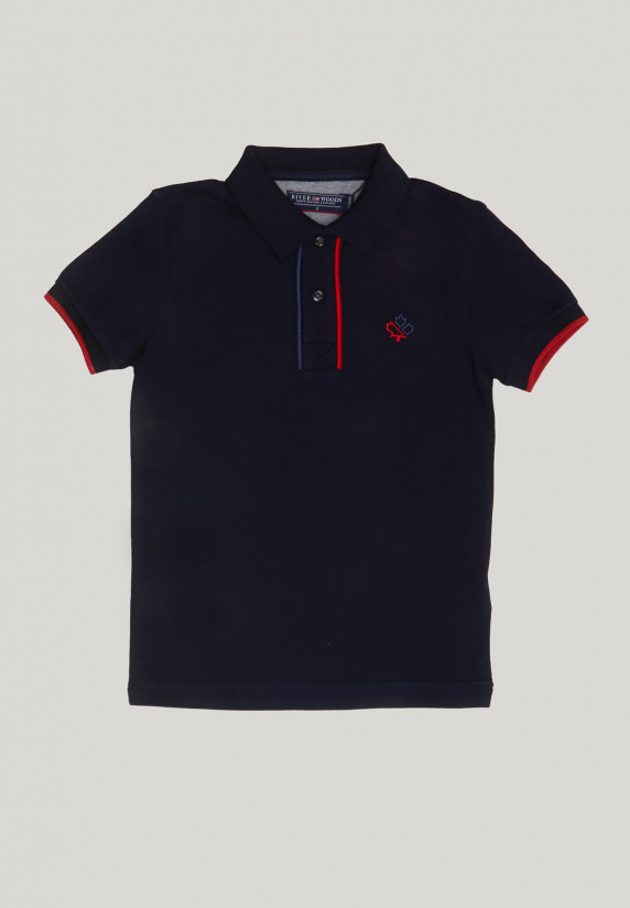 river woods Custom fit sportieve stretch polo navy