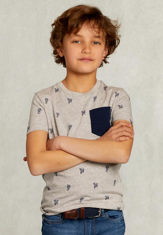 river woods Custom fit T-shirt met zak oyster mix