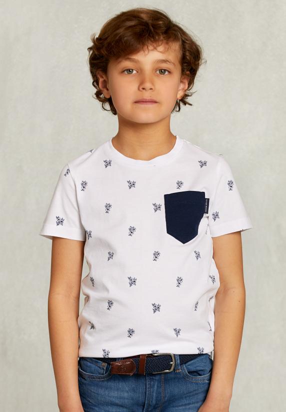 river woods Custom fit T-shirt met zak wit