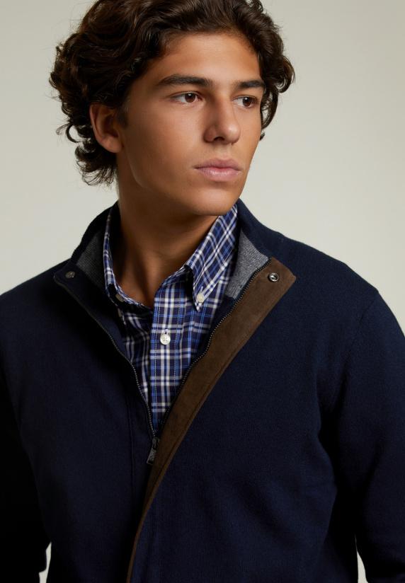 River Woods Custom Fit Trui Opstaande Kraag Navy