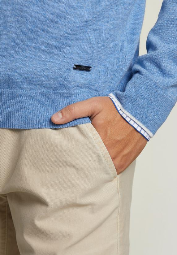 River Woods Custom Fit Wol-kasjmier Trui Sky Mix