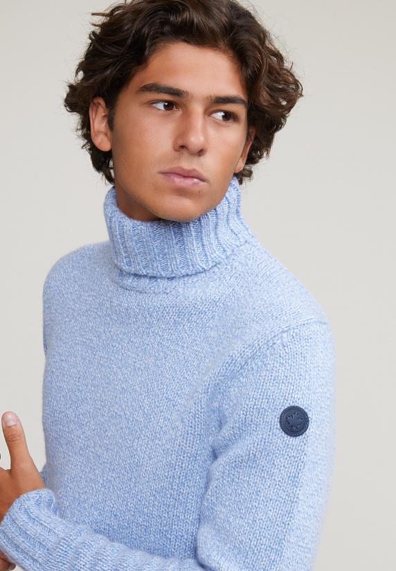 River Woods Custom Fit Wol-kasjmier Trui - Sky Mix