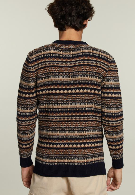 River Woods Custom Fit Wollen Fantasie Trui Navy