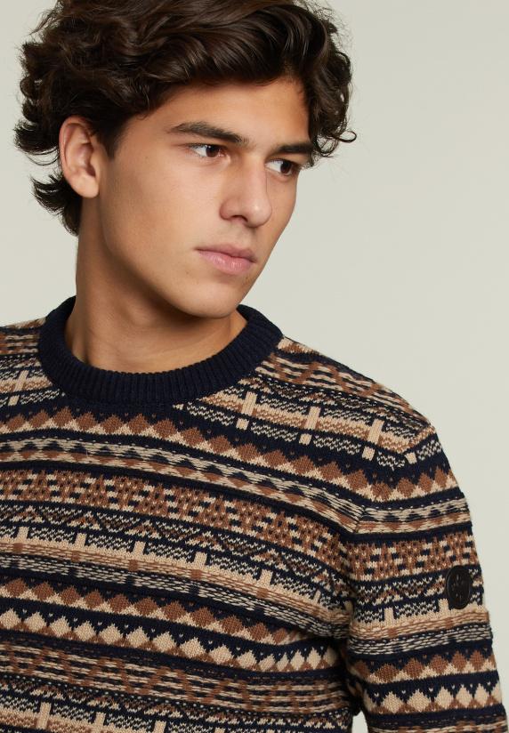 River Woods Custom Fit Wollen Fantasie Trui Navy