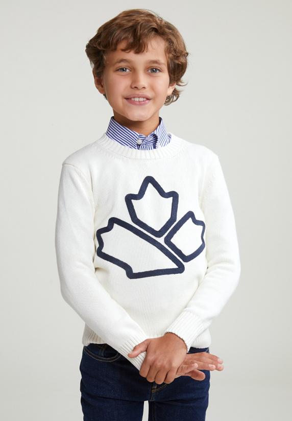 river woods Custom fit wollen trui ronde hals écru