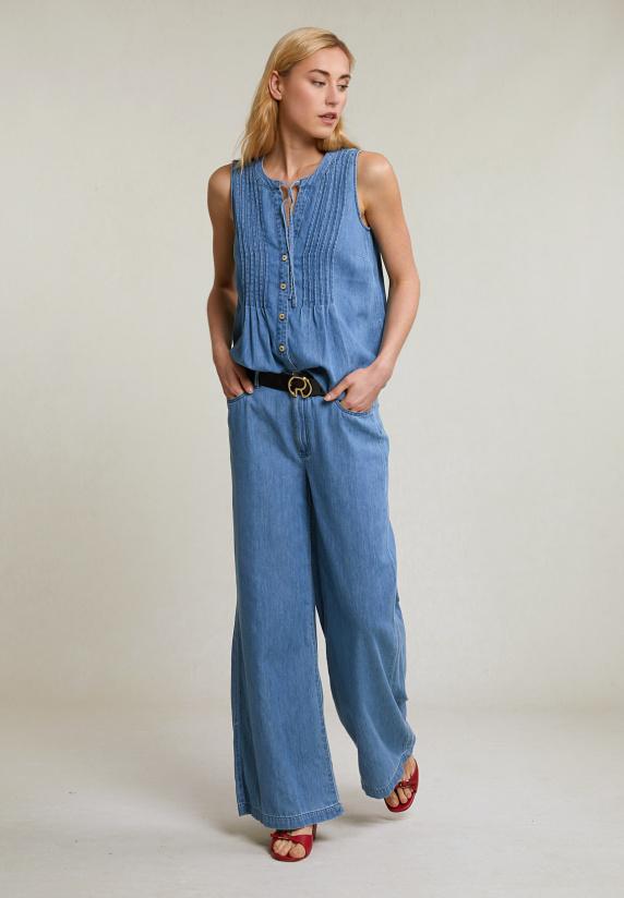 River Woods Denim Geknoopte Top Met Strik