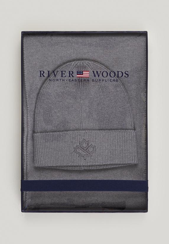 River Woods Doos Sjaal En Muts Grey Mix Voor Heren