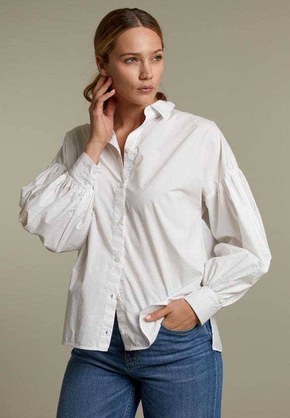 river woods Ecru hemd met pofmouwen