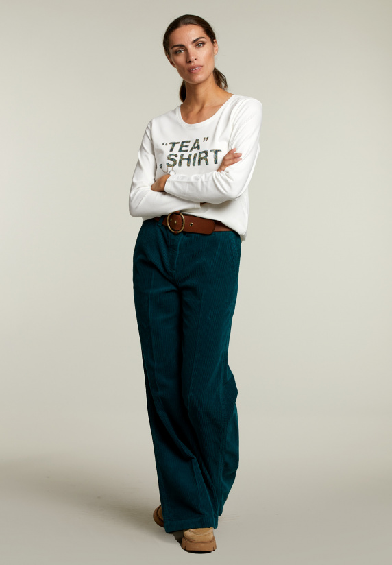 River Woods Ecru T-shirt Ronde Hals