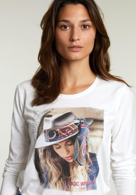 River Woods Ecru T-shirt Ronde Hals