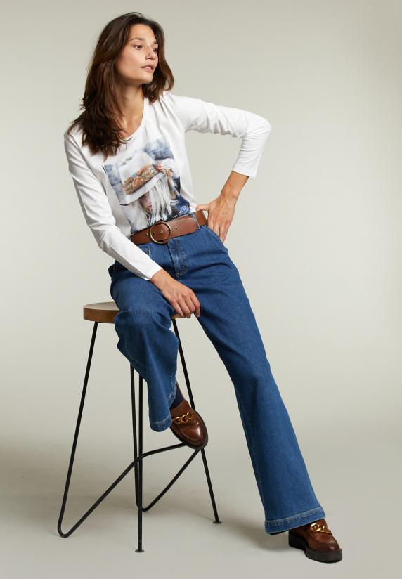 River Woods Ecru T-shirt Ronde Hals