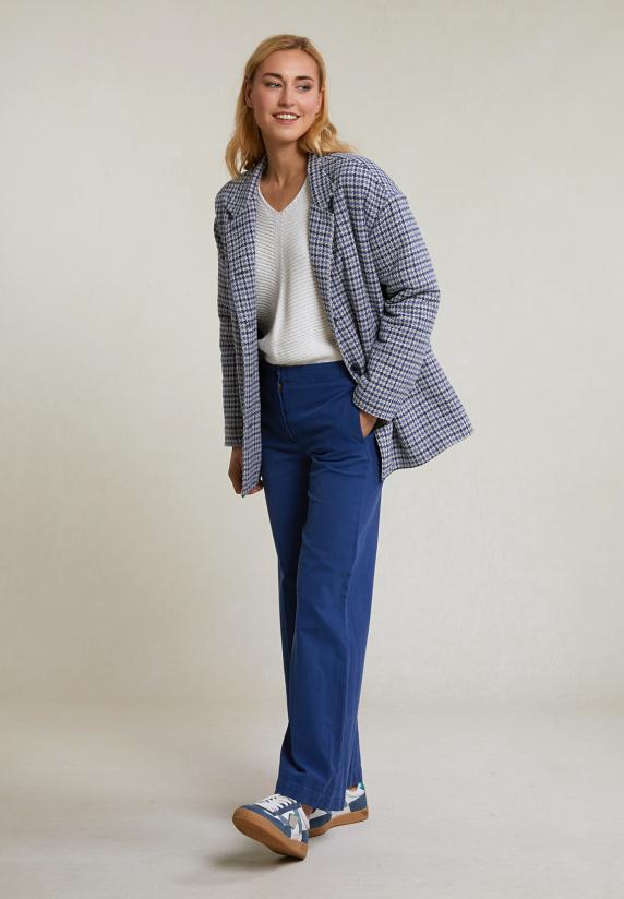 River Woods Ecru V-hals Trui Lange Mouwen