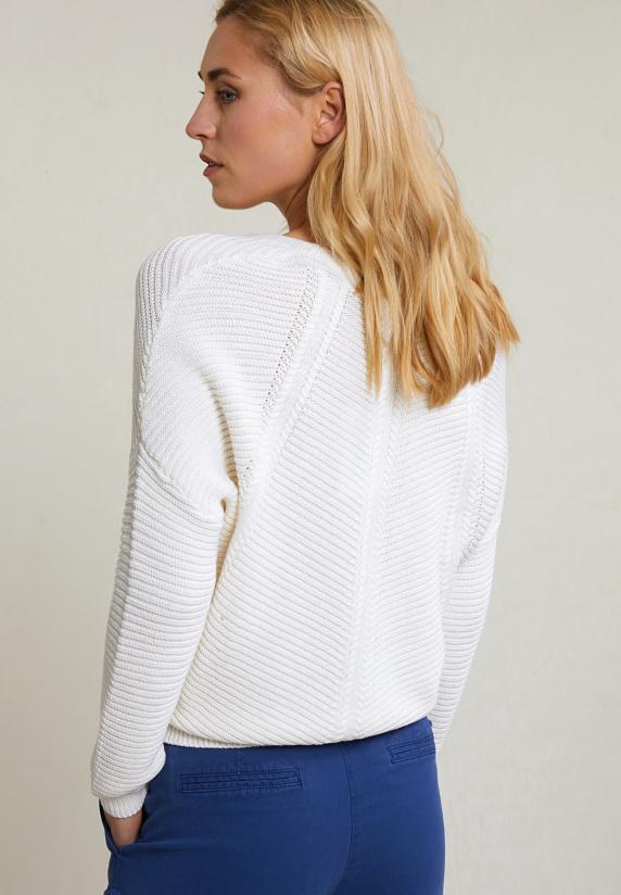 River Woods Ecru V-hals Trui Lange Mouwen