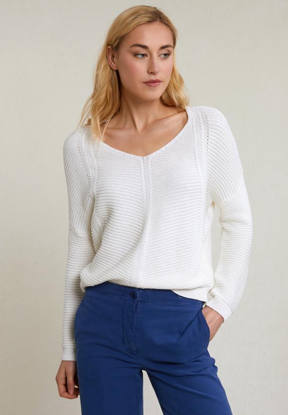 river woods Ecru V-hals trui lange mouwen