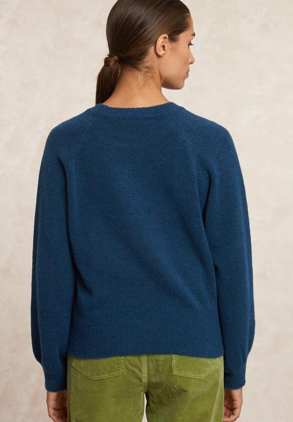 River Woods Effen Trui Ronde Hals Blauw