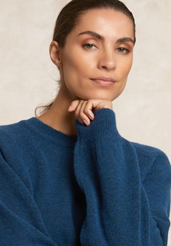 River Woods Effen Trui Ronde Hals Blauw