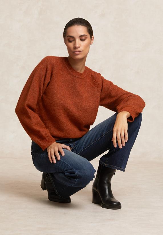 River Woods Effen Trui Ronde Hals Oranje