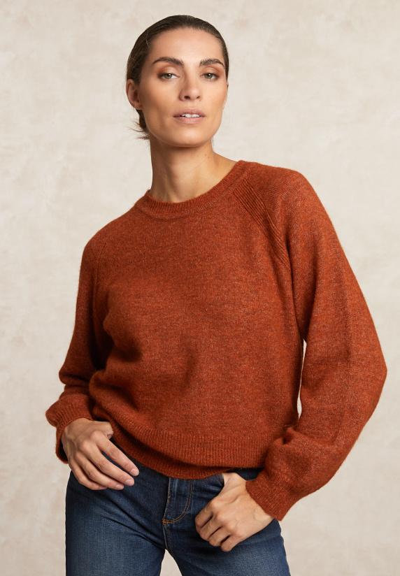 river woods Effen trui ronde hals oranje