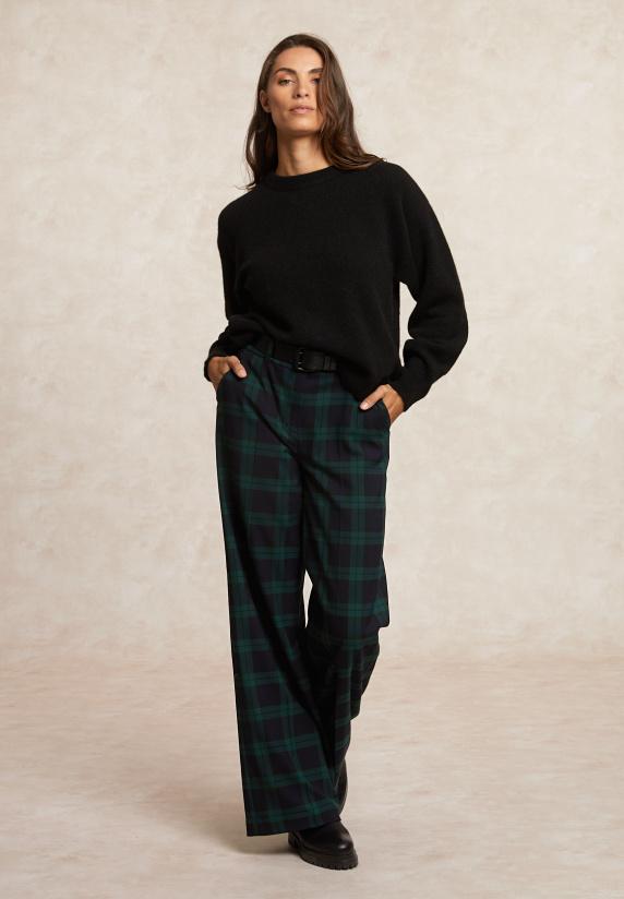 River Woods Effen Trui Ronde Hals Rugsplit Zwart