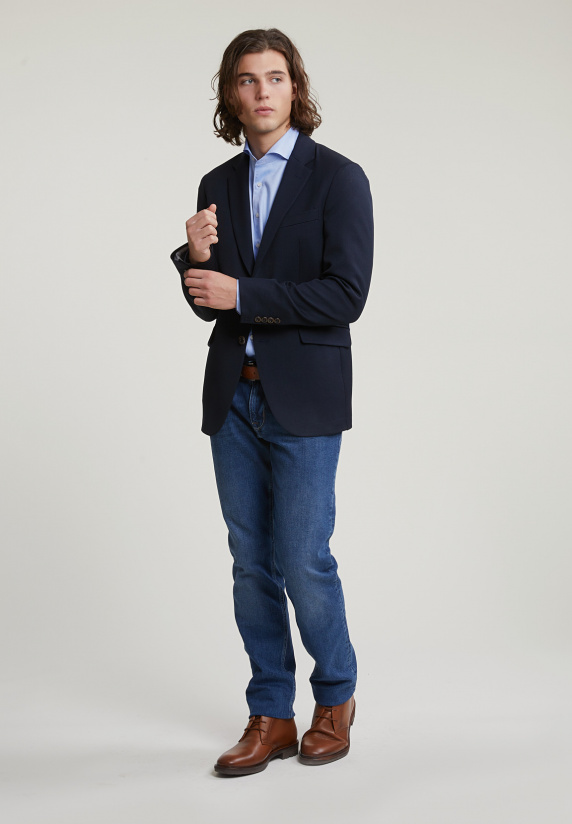 River Woods Effen Zuivere Scheerwol Blazer Blauw