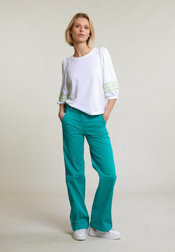 River Woods Emerald Groene Rechte Stretch Broek