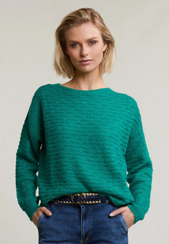 river woods Emeraldgroene mohair trui ronde hals