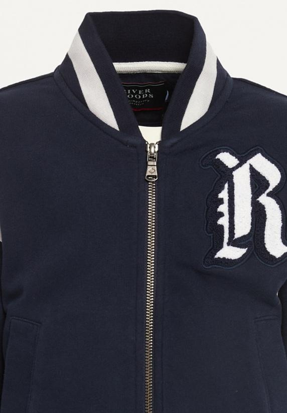 River Woods Fancy Cardigan Ronde Hals Navy