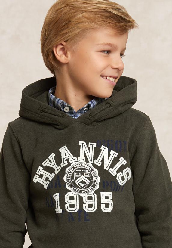 River Woods Fancy Fleece Hoodie Olijfgroen