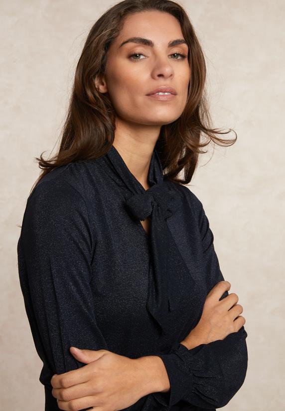 River Woods Fancy Glitter T-shirt Met Strik Navy