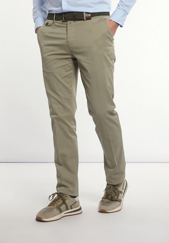 river woods Fancy katoenen stretch chinobroek kaki