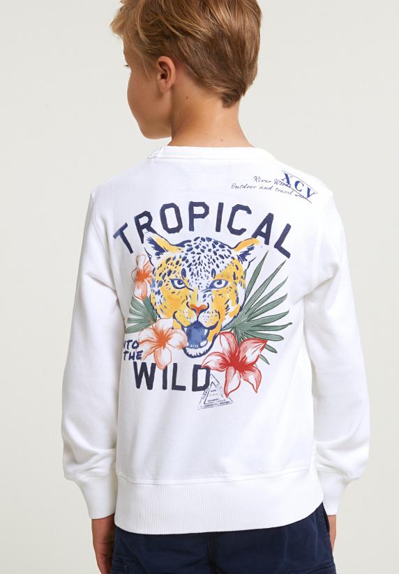 River Woods Fancy Trui Ronde Hals Borstzak écru