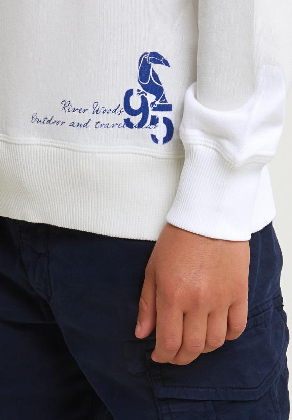 River Woods Fancy Trui Ronde Hals Borstzak écru