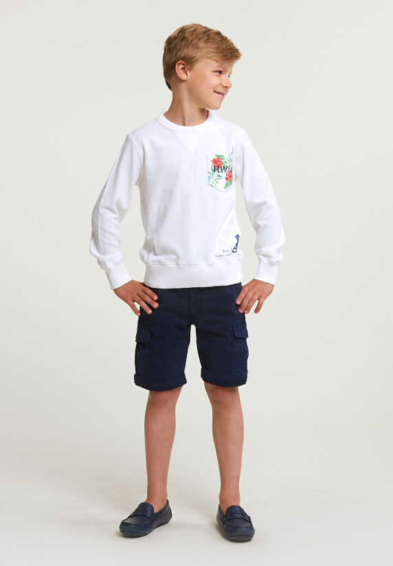 River Woods Fancy Trui Ronde Hals Borstzak écru