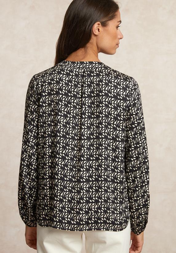 River Woods Fantasie Viscose Blouse Zwart/wit