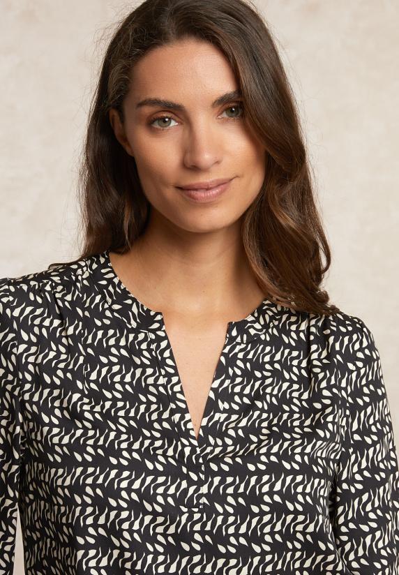 River Woods Fantasie Viscose Blouse Zwart/wit