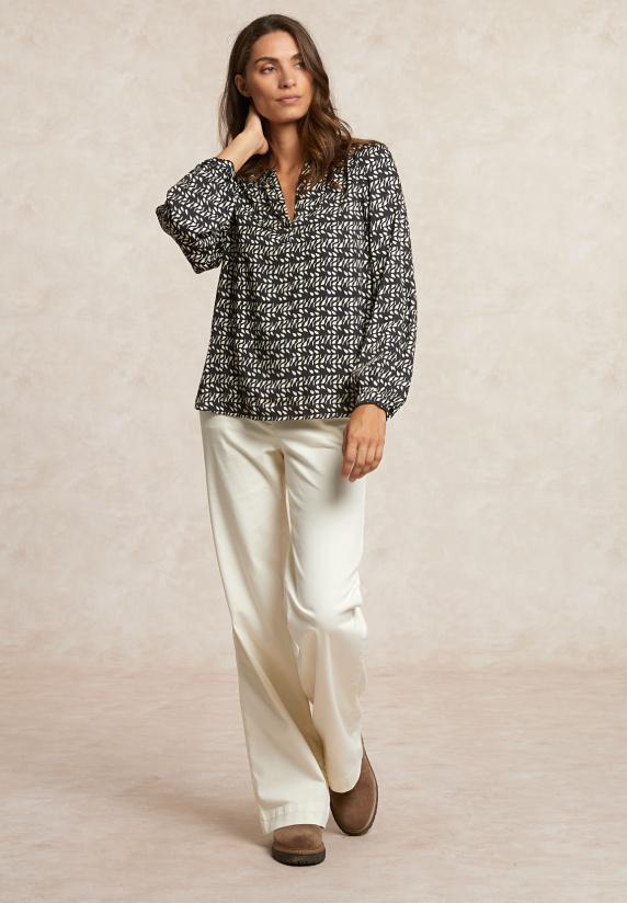River Woods Fantasie Viscose Blouse Zwart/wit